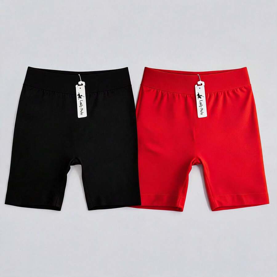 Licra Short For Women - Negro y Rojo - View 1