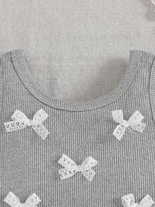 SHEIN 1件女嬰可愛森系優雅公主洋裝，灰色圓領無袖背心裙，花卉刺繡A字蓬蓬裙，適合夏季日常外出、旅行、購物、公園、派對等場合 - 彩色 - 查看 6