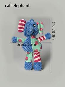 Durable Elephant Plush Dog Toy With Squeaker & Crinkle, Teeth Cleaning Chew Toy For Anxiety Relief, Tough Interactive Puppy Toy With Reinforced Stitching (No Battery) - Multicolor - View 3