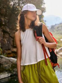 SHEIN Unity Áo hai dây nữ phối lưới phía sau - trắng - Xem 5