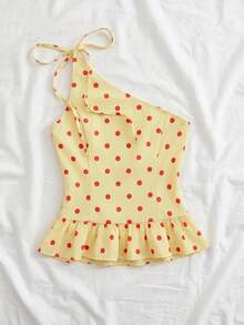 Soleia Women's Embroidered Textured Lace Trim Camisole Top,Pastal,Summer,Cute Tropical Sexy,Vacation,Holiday,Boho,Hippie,Western,Casual,Valentine's Day Beach - Yellow - View 2