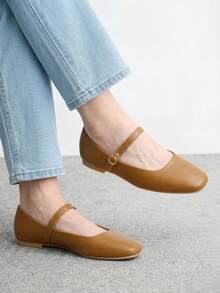 CUCCOO BIZCHIC Zapatos planos de unicolor, cómodos y de moda, adecuados para el uso diario en primavera - Color café - Ver 9