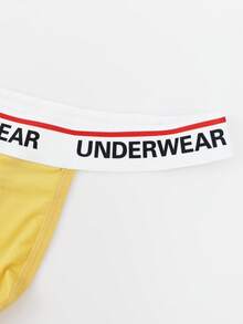 SHEIN DrisQ Men's Letter Print Contrast Trim Sexy Briefs - Yellow - View 5