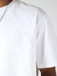 SUMWON Kaos oblong lengan pendek kerah bulat ukuran besar, polos, kasual, pas santai untuk sehari-hari, penting untuk musim panas. - Putih - View 6