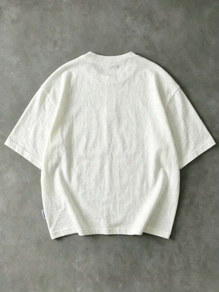 Camiseta básica essencial casual de ajuste relaxado, de manga curta e gola careca oversized para homens