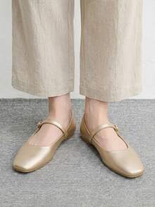 CUCCOO BIZCHIC Zapatos planos de unicolor, cómodos y de moda, adecuados para el uso diario en primavera - Oro champán - Ver 9