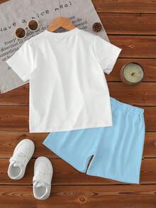 Young Boys Set Of Summer Casual, Breezy, Coconut Tree Print Short-Sleeved Shirt And Shorts For Boys. - Multicolor - View 2
