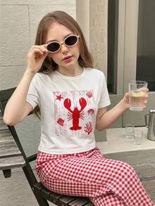 SHEIN Serisse Kids Bộ đồ thường ngày cho bé gái tuổi teen: áo cổ tròn và quần kẻ sọc. - trắng - Xem 7