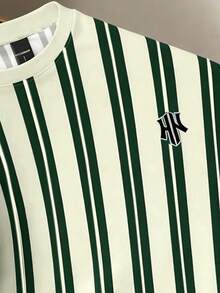 Manfinity Joysei Camiseta de cuello redondo para hombre con empalme de puño - Multicolor - Ver 4