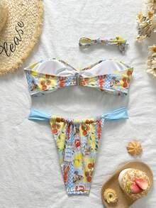Swim Vcay 女士夏季度假沙滩柠檬、番茄、海景、海鲜、动物纹比基尼套装 - 彩色 - 查看 2