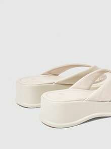 HighSole Dép xỏ ngón cao gót đế dày thời trang nữ, dép sandal và dép lê Hàn Quốc kiểu mới mùa hè, kiểu bó ngón chân. - Màu be - Xem 5