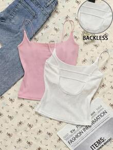 Attitoon Conjunto de 2 blusas regatas femininas casuais minimalistas rosa e branca, perfeitas para o verão. - Multicolorido - Ver 7