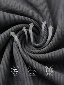 Exploreva 女士纯色休闲百搭日常穿着及户外运动裤 - 深灰色 - 查看 2