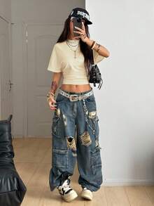 Coolane 2pcs 95% Cotton Short Sleeve Cropped T-Shirt, Suitable For Summer - Multicolor - View 8