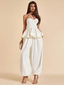 SHEIN BAE Women's Apricot Loose Lantern Flare Pants - Apricot - View 1