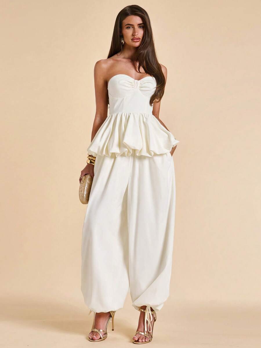 SHEIN BAE Women's Apricot Loose Lantern Flare Pants - Apricot - View 1