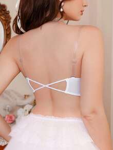 SHEIN 1pc Women Front Closure Wireless Tube Top Bra - White - View 7