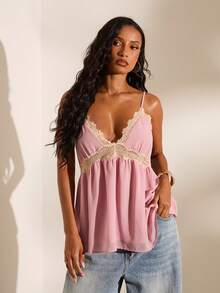 Camiseta de tirantes tejida para vacaciones de primavera/verano - Rosa Pálido - Ver 2