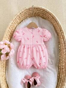 Pelele informal de verano con estampado de fresa rosa a cuadros para bebé niña recién nacida - Multicolor - Ver 2