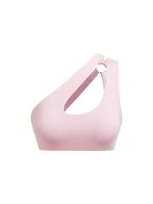 Bralution Pink High Elasticity Padded Oblique Shoulder Cutout Sports Bra For Women - Pink - View 5