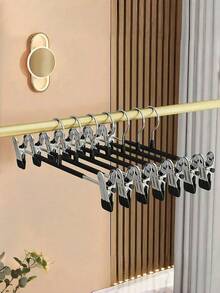 10 件装无痕塑钢衣架可调节防滑裤夹适用于裤裙衣服收纳衣柜家用 - 彩色 - 查看 16