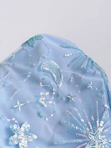 Soleia 女士刺绣亮片开衩下摆度假半身裙，沙滩 - 藍色 - 查看 6