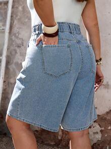 EMERY ROSE EMERY ROSE Shorts vaqueros sueltos y casuales de talla grande - Lavado ligero - Ver 2