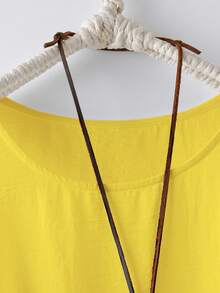 Linhara Plus Size Casual Solid Color Tank Top, Summer - Yellow - View 6