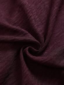 Weeklong Plus Size Women's Deep V-Neck Slanted Button Decor A-Line Casual Vacation Dress, Spring/Summer - Maroon - View 4