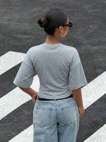 Muchica 女士百搭时尚多功能蝙蝠袖T恤 - 灰色 - 查看 2