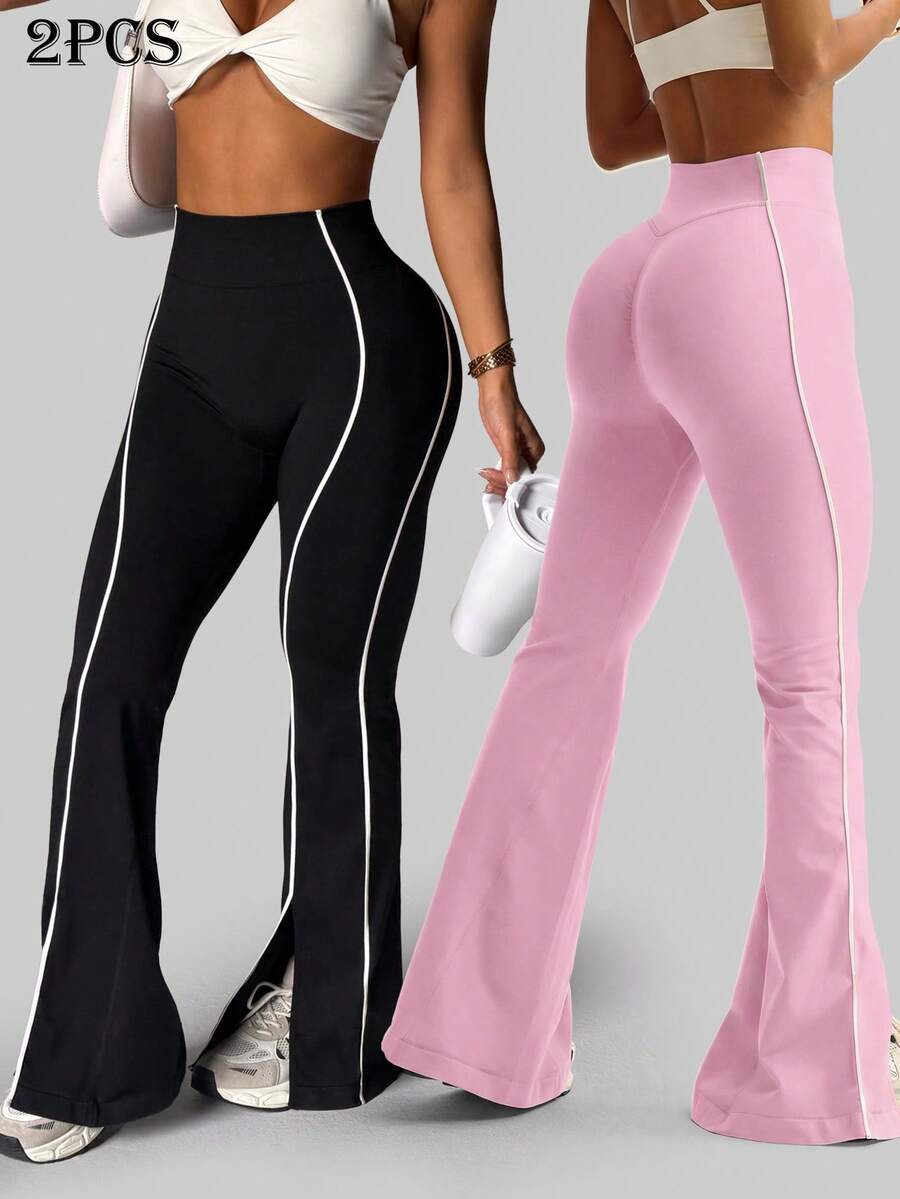 Velisys Velisys Pantalones deportivos sin costuras de color contrastante para mujer - Multicolor - Ver 1