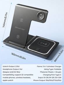 Teckwe 3-In-1 Wireless Charger,Input Voltage: 9V/2A, 9V/2.7A,Wireless Output: 5W-7.5W-10W-15W,Output Port: TYPE-C,Transmission Distance: 8mm Product Efficiency: 78% - Multicolor - View 6