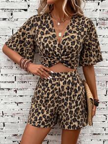 SHEIN Clasi Bộ đồ hai mảnh nữ - Cà phê nâu - Xem 5