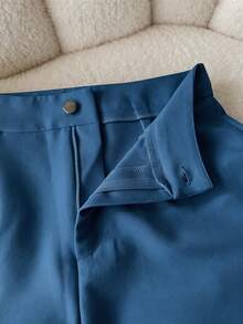 Franclia Women's Casual Solid Color Shorts, Summer - Blue - View 3