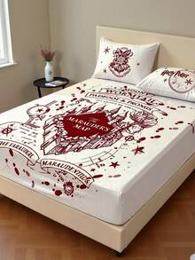 HARRY POTTER X SHEIN 1Pc Harry Print Mattress, Soft And Warm, Comfortable And Breathable, Multiple Sizes, Suitable For Single Bed/Double Bed/Queen Bed/King Bed, Machine Washable - White - View 5