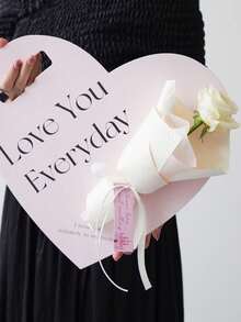 5 Pcs Heart-Shaped Handheld Gift Boxes, Wedding Valentine's Day DIY Flower Gift Boxes - multicolor - View 3