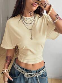 Coolane 2pcs 95% Cotton Short Sleeve Cropped T-Shirt, Suitable For Summer - Multicolor - View 10