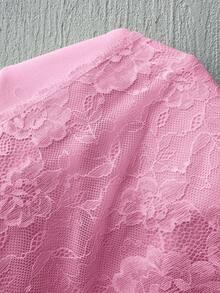 Aloruh Women's New Solid Pink Lace Patchwork Halter Backless Tie Camisole, Suitable For Vacation, Beach,Summer Top - Pink - View 7