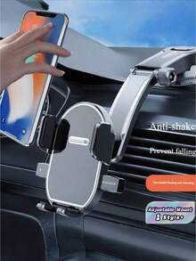 1PC Universal Size Strong ABS Plastic Vent Clip Automatic Lock Suction Cup Bracket Anti Slip Silicone Pad One Hand Operation 360 Degree Rotatable Adjustable Car Phone Holder Mount Gift For Birthday Family Friends For Car Truck SUV Dashboard Windshield Vent Car Accessories Road Trip Essential Navigation Mount - Black Round Mirror - View 2