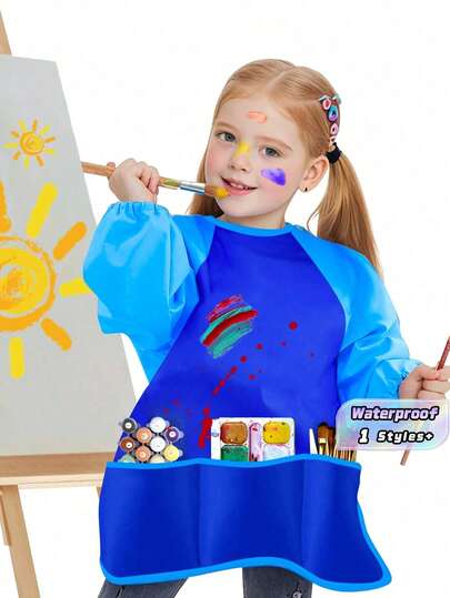 Painting Waterproof Apron M Size Anti-Wear Smock Long-Sleeved Painting Clothes Painting Dinner Bib Art Supplies Christmas Gift Easter Gift