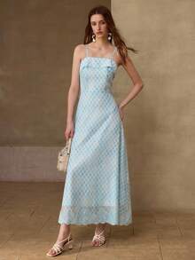 MOTF PREMIUM WHITE PLAID PRINT SLIP DRESS FOR WOMEN GOLF SEXY - Baby Blue - View 1