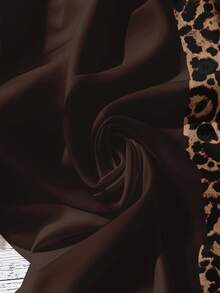 EMERY ROSE Casual Minimalist Leopard Print Plus Size Shirt, Suitable For Summer Gym Brown - Brown - View 5