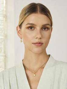 MOTF PREMIUM PRE18K GOLD-PLATED FEW ADJUSTED TO OPAL SIMPLE TEMPERAMENT NECKLACE EARRINGS - Yellow Gold - View 9