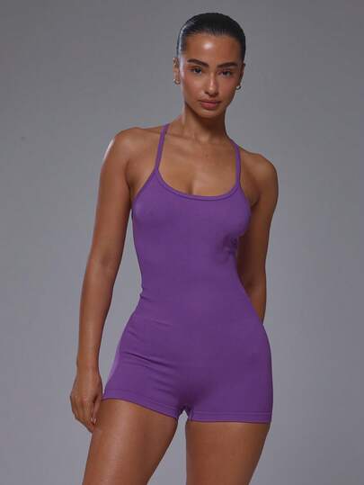 Musera Sport Bộ bodysuit liền thân ôm sát cổ tròn dây mảnh hở lưng gân tăm không đường may nâng mông nhún, đồ tập thể thao Pilates chạy bộ phong cách dễ thương nữ tính mặc hàng ngày Slowburn