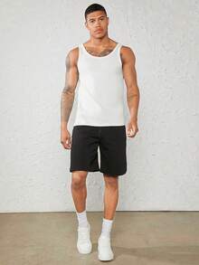 Men 100% Cotton Solid Tank Top - White - View 3