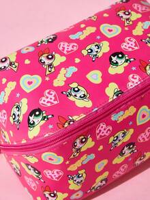 THE POWERPUFF GIRLS X SHEIN 1pc Large Capacity Cartoon Character Pattern Printed PVC Material Makeup Bag, Suitable For Storing Cosmetics, Stationery, Daily Necessities, Digital Products, Perfect For Commuting, School, Travel, Suitable For All Ages, Suitable For Students, Blossom, Bubbles, Buttercup, Friendship, Love - Multicolor - View 4