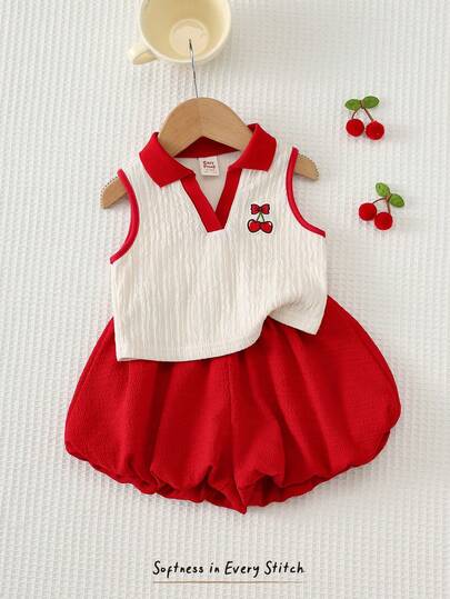 Cozy Pixies Bộ áo tank top cổ polo kẻ sọc và quần short xếp ly cạp chun cho bé gái, kiểu dáng giản dị, thoải mái, đa năng, phù hợp mặc hàng ngày, đi học, đi chơi, chơi thể thao, mùa xuân/hè.