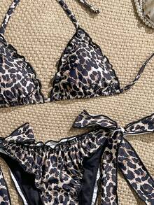 Swim Vcay Women's 2pcs Ditsy Floral Ruffled V-Neck Halter Tie Bikini Set Set, Summer - Multicolor - View 6