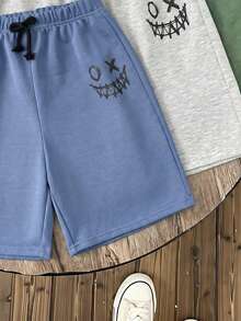 3pcs/Set Tween Boy Vacation Collegiate Style Printed Loose Fit Knit Shorts, 3 Colors - Multicolor - View 5