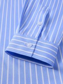 Core Aspect Men's Business Casual Blue Long Sleeve Striped Shirt, Nice Shirts For Men, For Fall - Baby Blue - View 3
